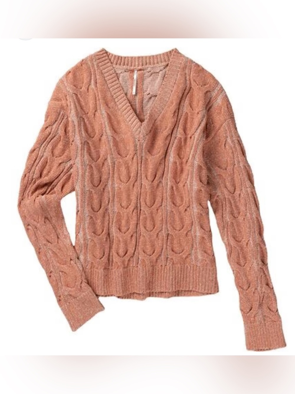 Free people Washed Cable V Neck Sweater M